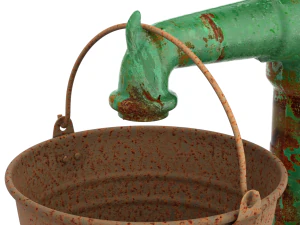 Vintage Water Hand Pump With Bucket 3D Model