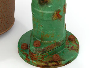 Vintage Water Hand Pump With Bucket 3D Model