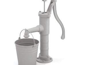 Vintage Water Hand Pump With Bucket 3Dモデル