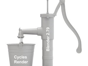 Vintage Water Hand Pump With Bucket 3D Model