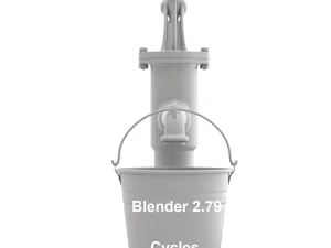 Vintage Water Hand Pump With Bucket 3D Model