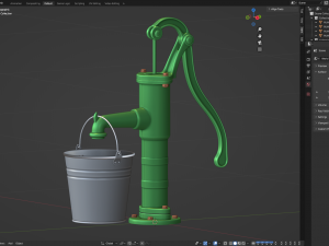 Vintage Water Hand Pump With Bucket 3Dモデル