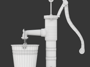 Vintage Water Hand Pump With Bucket 3Dモデル