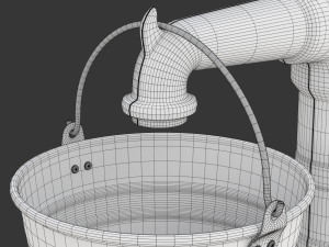 Vintage Water Hand Pump With Bucket 3Dモデル