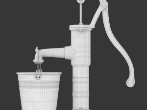 Vintage Water Hand Pump With Bucket 3Dモデル