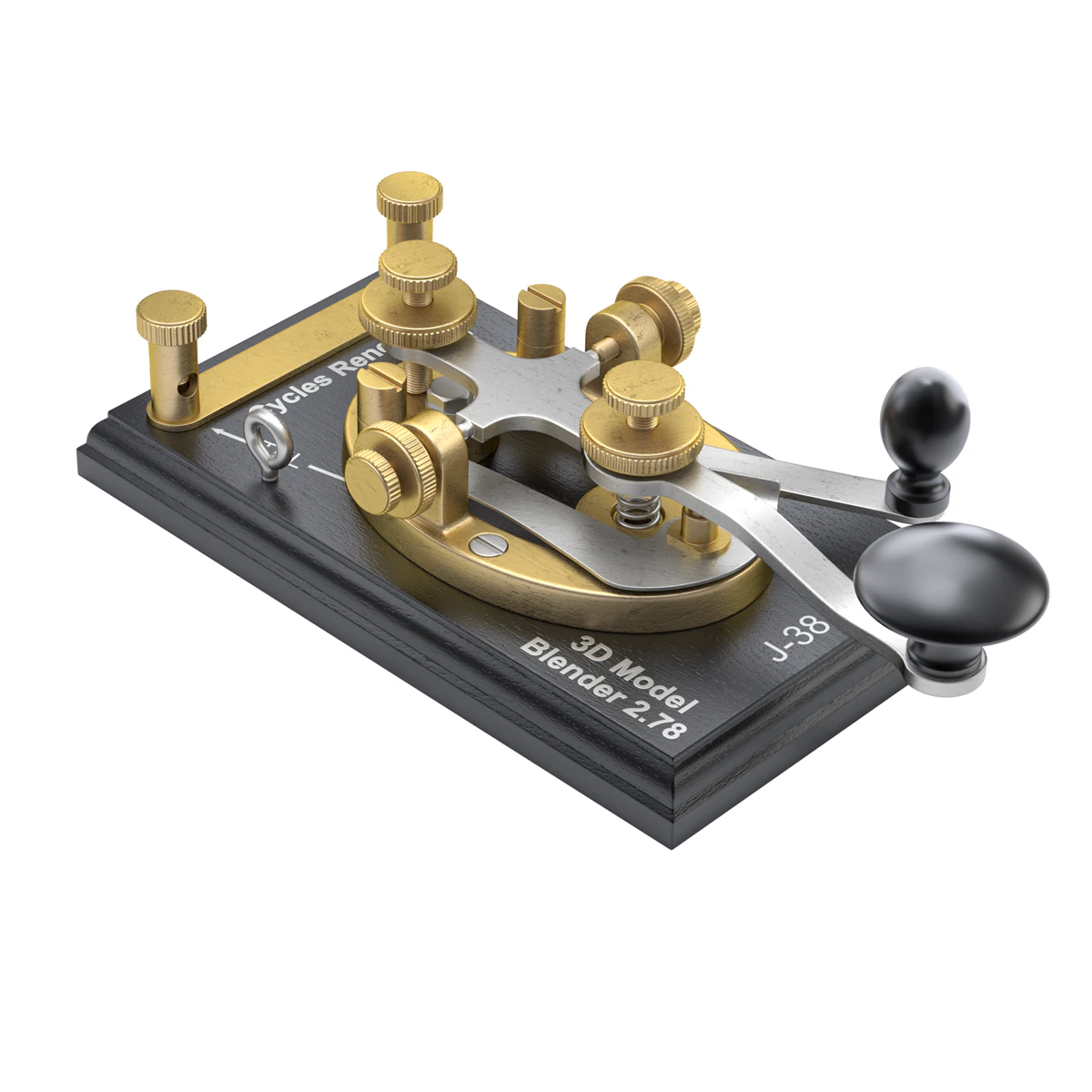 Morse Code Telegraphy Device 3D Model .c4d .max .obj .3ds .fbx .stl .blend 