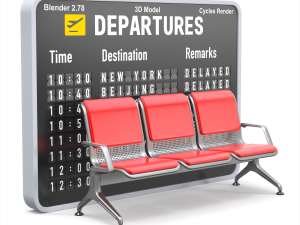 Airport Seat with Flight Information Board 3D 模型