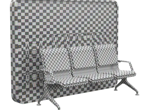 Airport Seat with Flight Information Board Modelo 3D