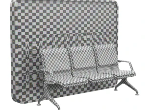 Assento de aeroporto com quadro de informa&ccedil;&otilde;es de voo Modelo 3D