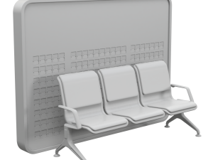 Airport Seat with Flight Information Board Modelo 3D