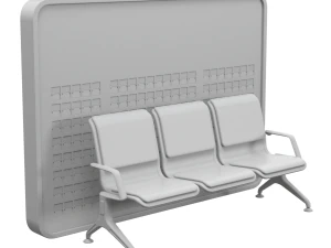 Assento de aeroporto com quadro de informa&ccedil;&otilde;es de voo Modelo 3D