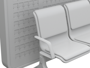 Airport Seat with Flight Information Board Modelo 3D