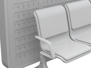 Assento de aeroporto com quadro de informa&ccedil;&otilde;es de voo Modelo 3D