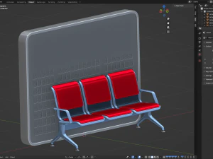 Assento de aeroporto com quadro de informa&ccedil;&otilde;es de voo Modelo 3D