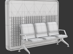Airport Seat with Flight Information Board Modelo 3D