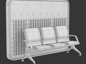 Assento de aeroporto com quadro de informa&ccedil;&otilde;es de voo Modelo 3D