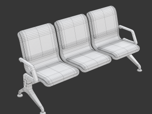 Airport Seat with Flight Information Board Modelo 3D