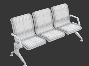 Assento de aeroporto com quadro de informa&ccedil;&otilde;es de voo Modelo 3D