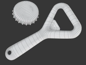 Bottle Opener with Cap 3D Model