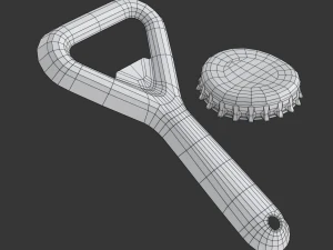 Bottle Opener with Cap 3D Model