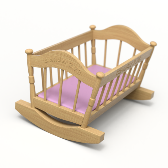 Wooden Cradle Model 3D in Sypialnia 3DExport