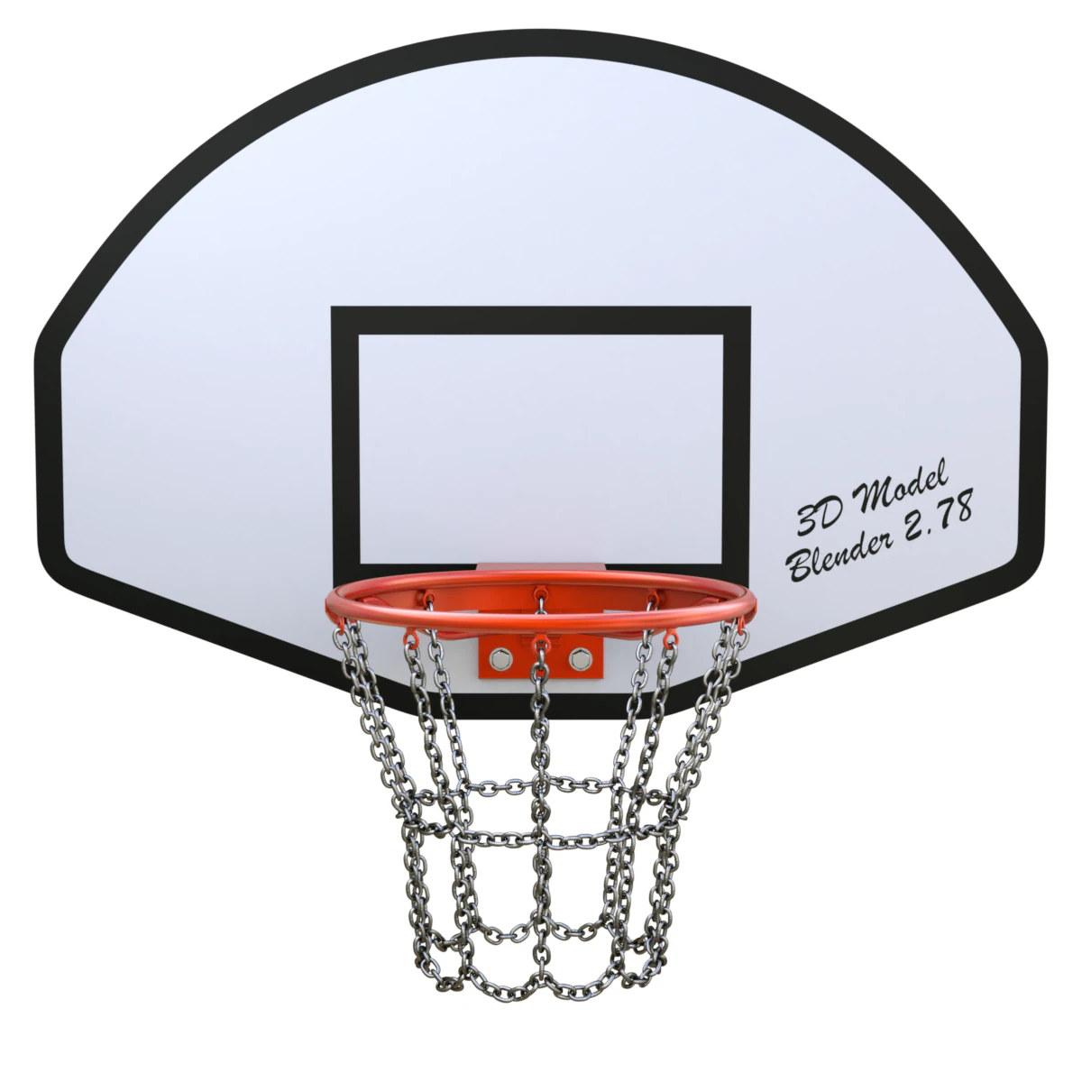 Basketball Hoop With Chain Net 3D Model .c4d .max .obj .3ds .fbx .stl .blend