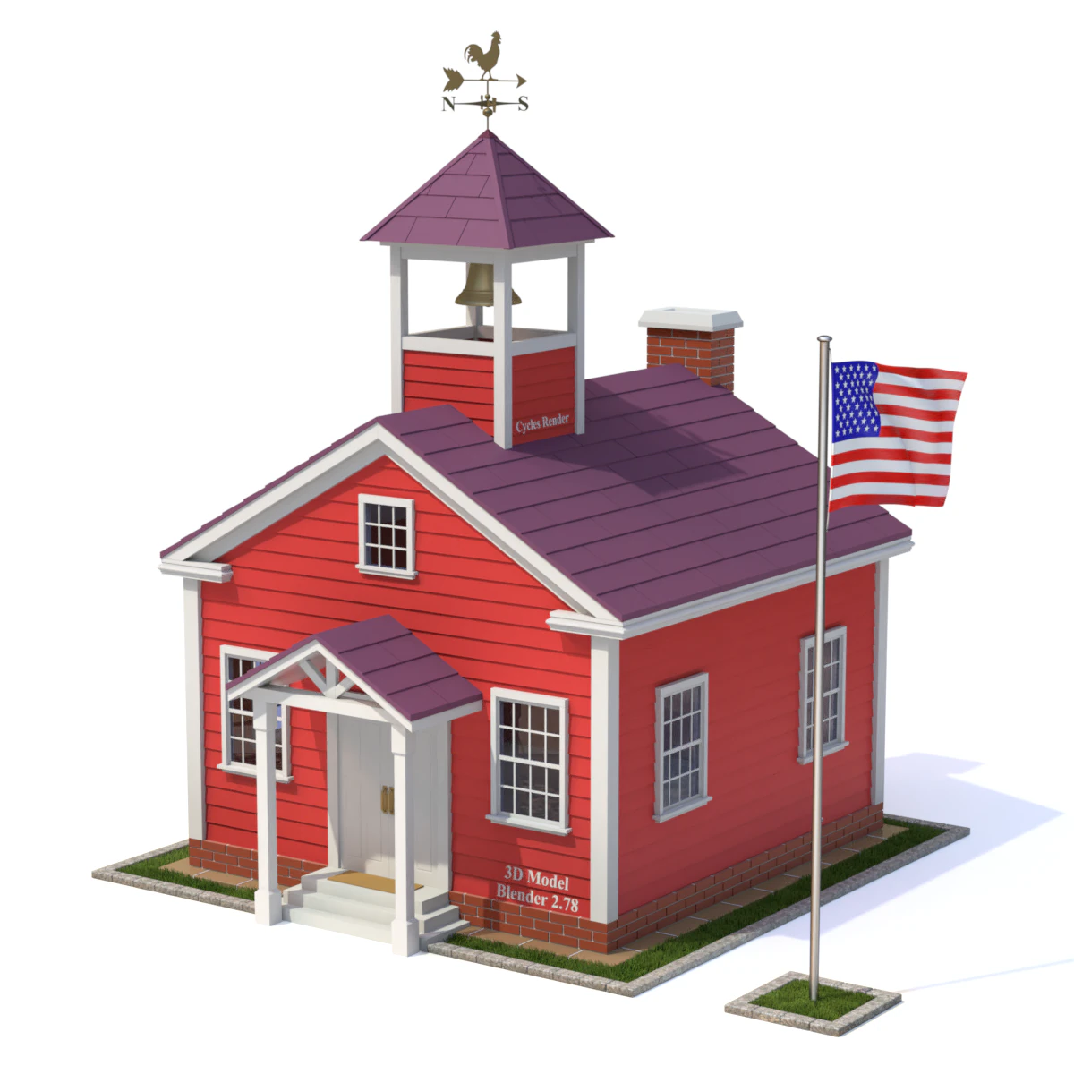 Maison d'&eacute;cole Modèle 3D .c4d .max .obj .3ds .fbx .stl .blend 