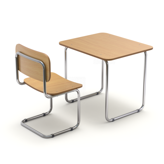 School Desk and Chair 3D Модель .c4d .max .obj .3ds .fbx .stl .blend 