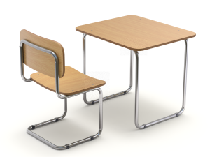 School Desk and Chair 3D Model