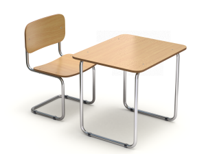 School Desk and Chair 3D Модель