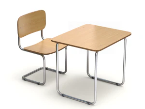 School Desk and Chair 3D Model