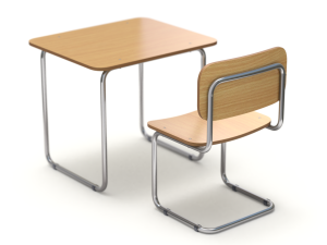 School Desk and Chair 3D Модель