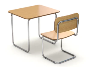 School Desk and Chair 3D Model