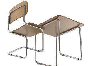 School Desk and Chair 3D Model