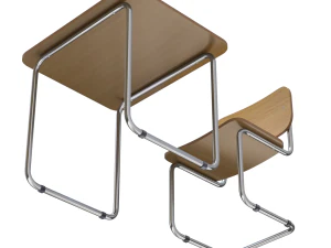 School Desk and Chair 3D Model