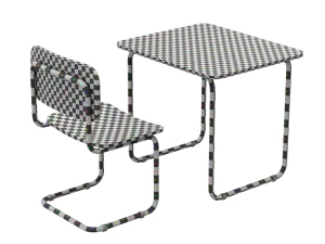 School Desk and Chair 3D Model