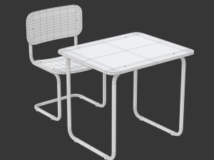 School Desk and Chair 3D Модель