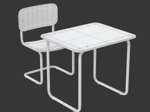 School Desk and Chair 3D Model