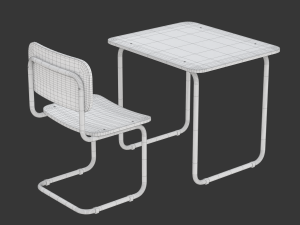 School Desk and Chair 3D Модель