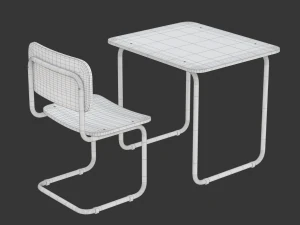 School Desk and Chair 3D Model