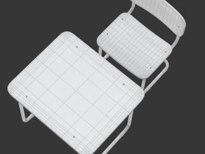 School Desk and Chair 3D Model