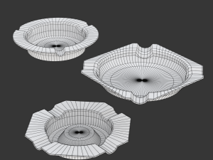 Metal Ashtray Set 09 3D Model