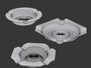 Metal Ashtray Set 09 3D Model