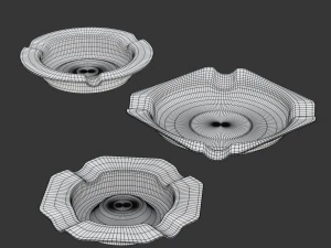 Metal Ashtray Set 09 3D Model