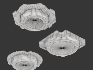 Metal Ashtray Set 09 3D Model