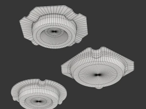 Metal Ashtray Set 09 3D Model