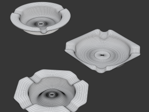 Metal Ashtray Set 09 3D Model