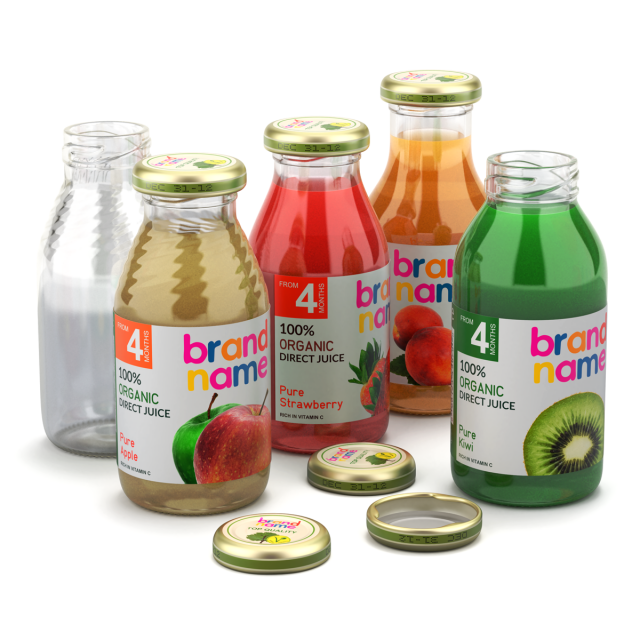 Mini Juice Glass Bottle Set 3D Model .c4d .max .obj .3ds .fbx .stl .blend 