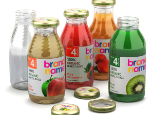 Mini Juice Glass Bottle Set 3D Model