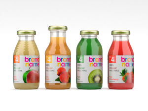 Mini Juice Glass Bottle Set 3D Model